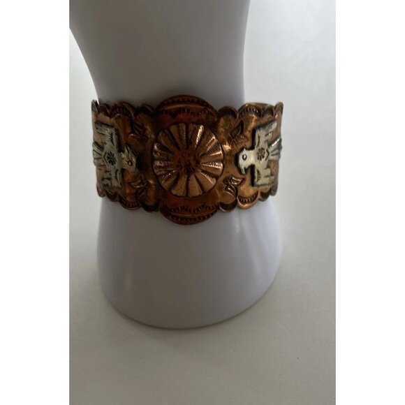 Vintage Native American Navajo Copper Thunderbird eagle Cuff Bracelet Sz 6.5” - Picture 13 of 16